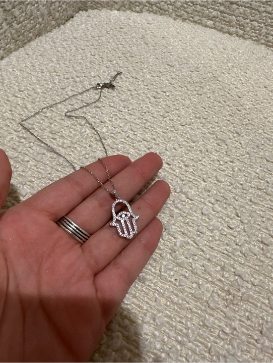 Jewelry - Sterling Silver Hamsa Hand Pendant Necklace - Silver